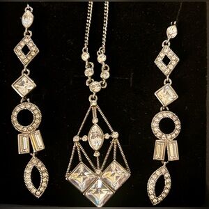 Givenchy 4G silvertone crystal earring and necklace set